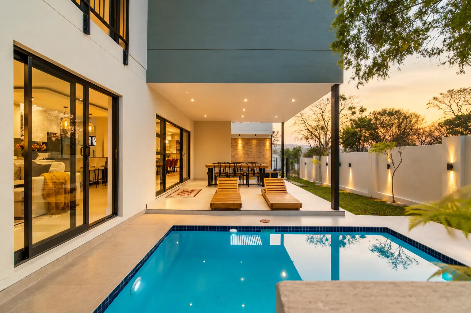 Covered patio seating area